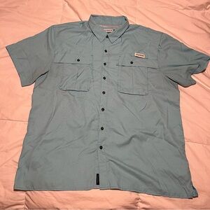 Magellan Outdoors Men's Blue Fishing Shirt Button Down, Short Sleeve, Size 2XL